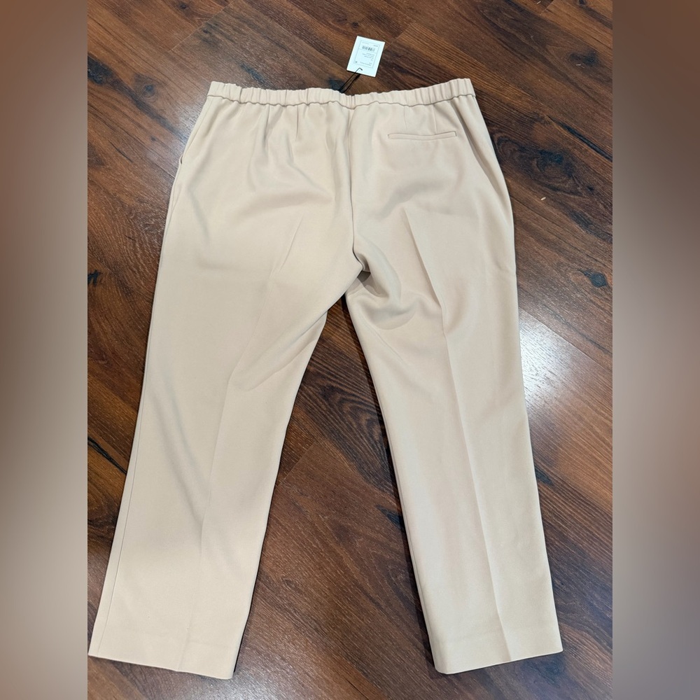 NWT Theory Treeca crepe slim-leg pants pull-on Beige Nude color Sz 18 - Picture 10 of 11